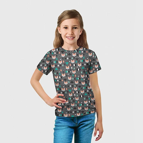 Детская футболка Лисы и геометрия / 3D-принт – фото 5