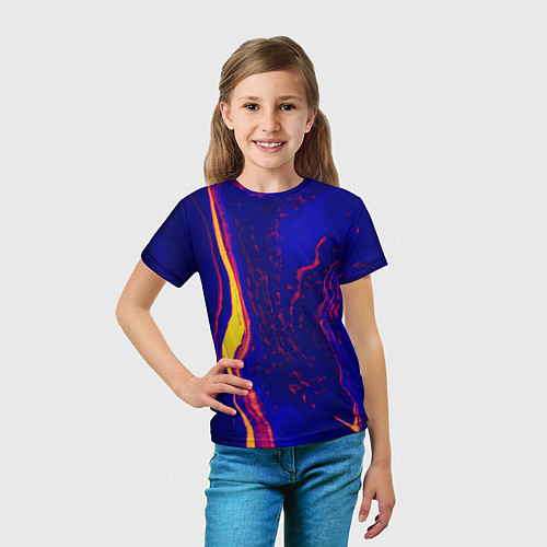 Детская футболка Ультрафиолетовые разводы / 3D-принт – фото 5