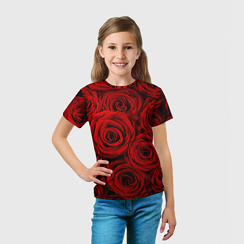Детская футболка Красные розы / 3D-принт – фото 5