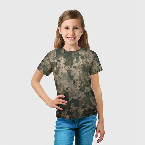 Детская футболка Хаки камуфляж / 3D-принт – фото 5