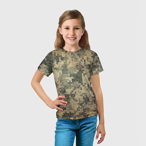Детская футболка Камуфляж пиксельный: хаки / 3D-принт – фото 5