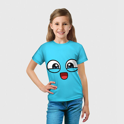 Детская футболка Эмодзи / Смайл (голубой цвет) / 3D-принт – фото 5