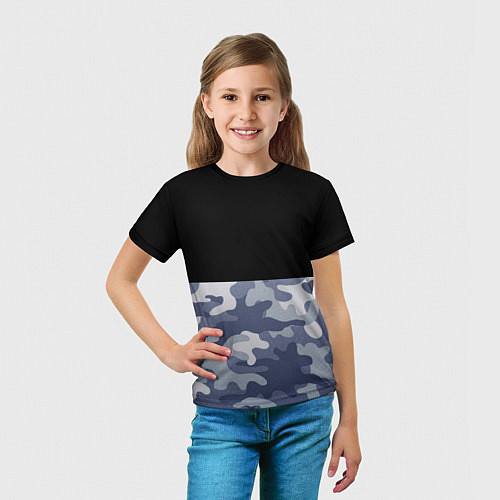 Детская футболка Камуфляж: черный/голубой / 3D-принт – фото 5