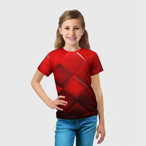 Детская футболка Red squares / 3D-принт – фото 5