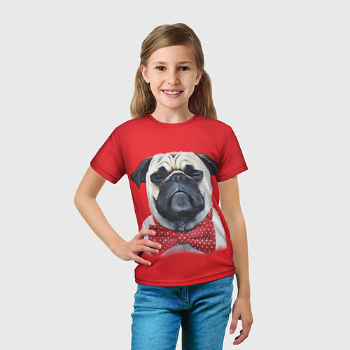 Детская футболка Довольный мопс: реализм / 3D-принт – фото 5