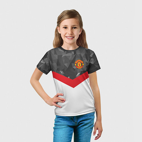 Детская футболка Man United FC: Grey Polygons / 3D-принт – фото 5