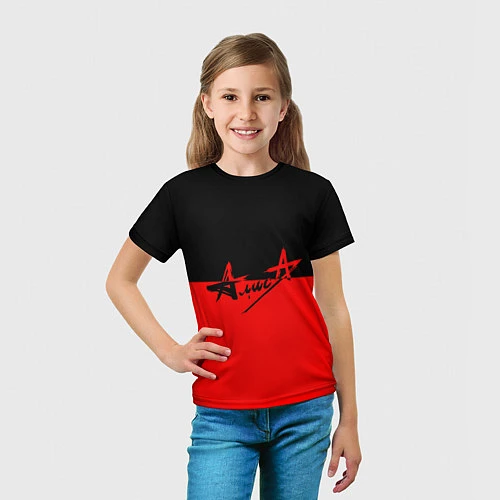 Детская футболка АлисА: Черный & Красный / 3D-принт – фото 5