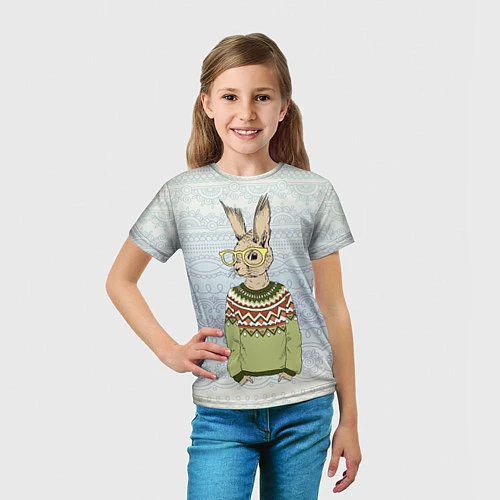 Детская футболка Кролик хипстер / 3D-принт – фото 5