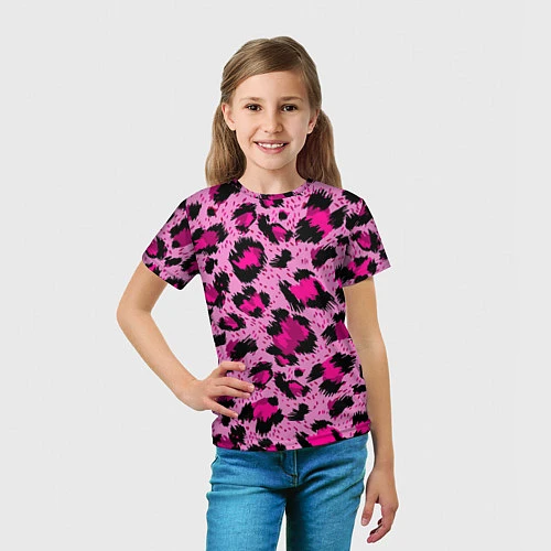 Детская футболка Розовый леопард / 3D-принт – фото 5