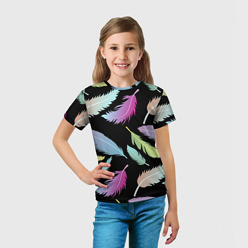 Детская футболка Радужные перья / 3D-принт – фото 5