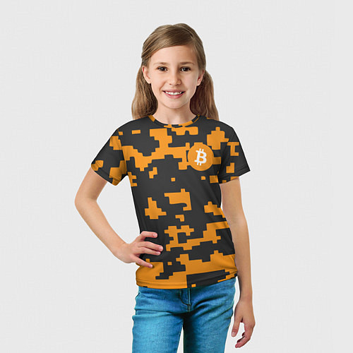 Детская футболка Bitcoin: Orange Camo / 3D-принт – фото 5