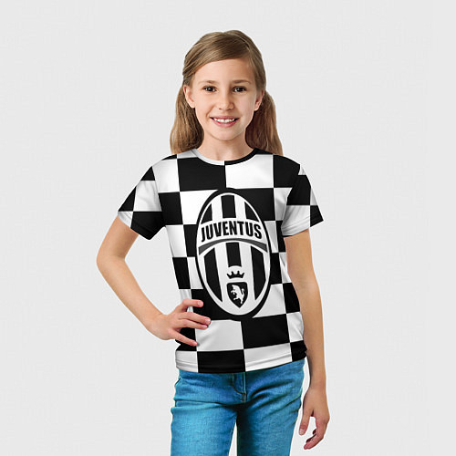 Детская футболка FC Juventus: W&B Grid / 3D-принт – фото 5
