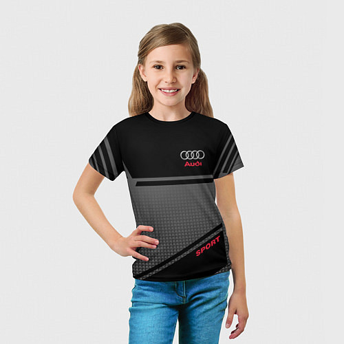 Детская футболка Audi: Crey & Black / 3D-принт – фото 5