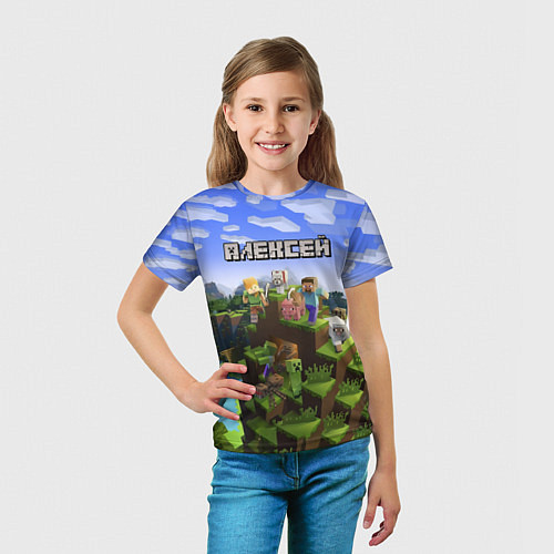 Детская футболка Майнкрафт: Алексей / 3D-принт – фото 5