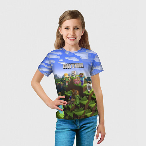 Детская футболка Майнкрафт: Антон / 3D-принт – фото 5