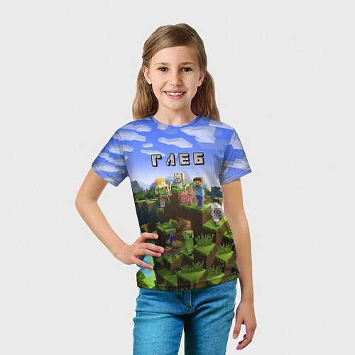 Детская футболка Майнкрафт: Глеб / 3D-принт – фото 5