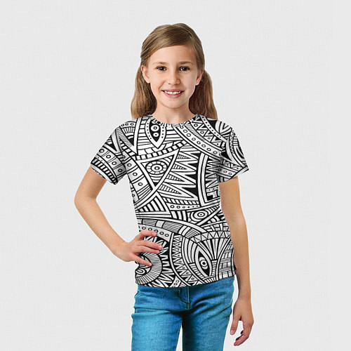 Детская футболка Черно-белая этника / 3D-принт – фото 5