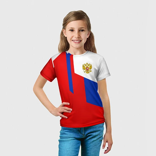 Детская футболка Russia: Geometry Tricolor / 3D-принт – фото 5