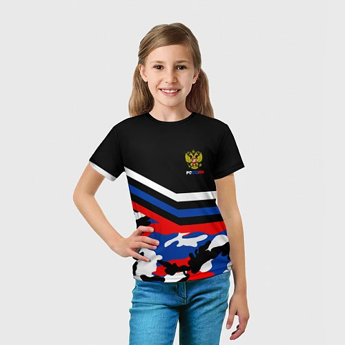 Детская футболка Россия: Камуфляж / 3D-принт – фото 5