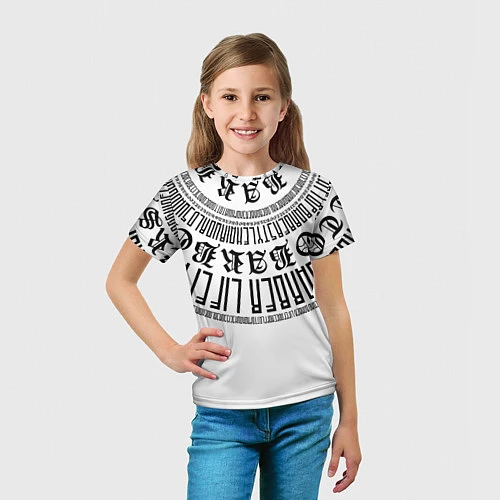 Детская футболка Каллиграфия барбера / 3D-принт – фото 5