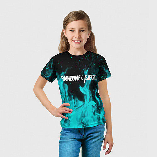 Детская футболка R6S: Turquoise Flame / 3D-принт – фото 5