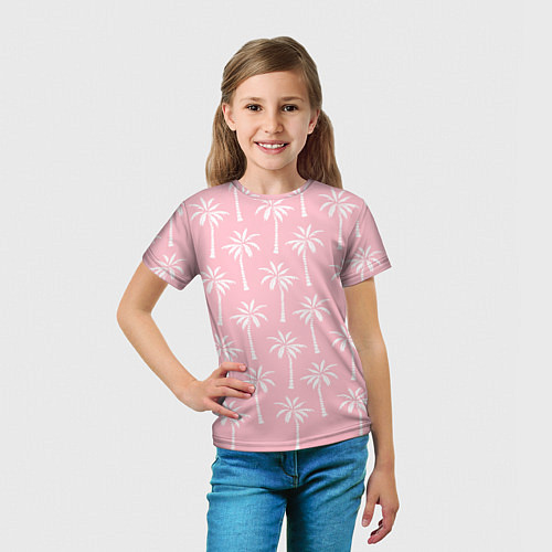 Детская футболка Розовые тропики / 3D-принт – фото 5
