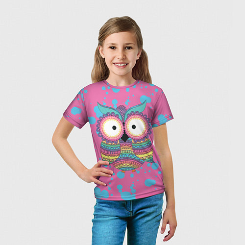 Детская футболка Розовый филин / 3D-принт – фото 5