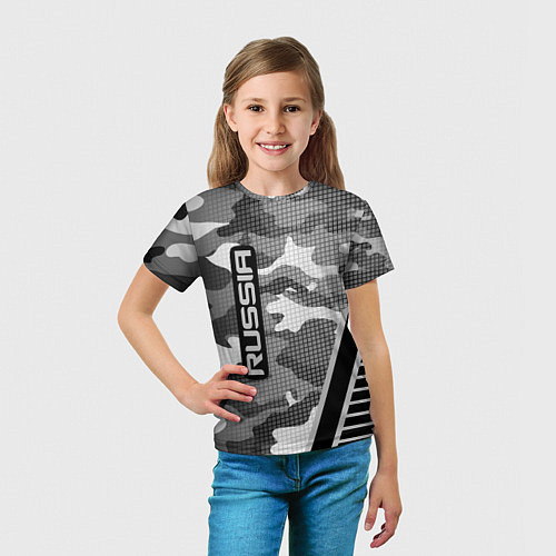 Детская футболка Russia: Grey Camo / 3D-принт – фото 5