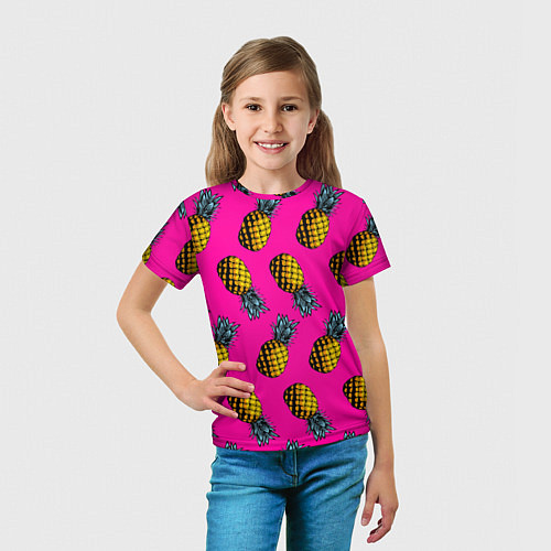 Детская футболка Ананасовый пейзаж / 3D-принт – фото 5