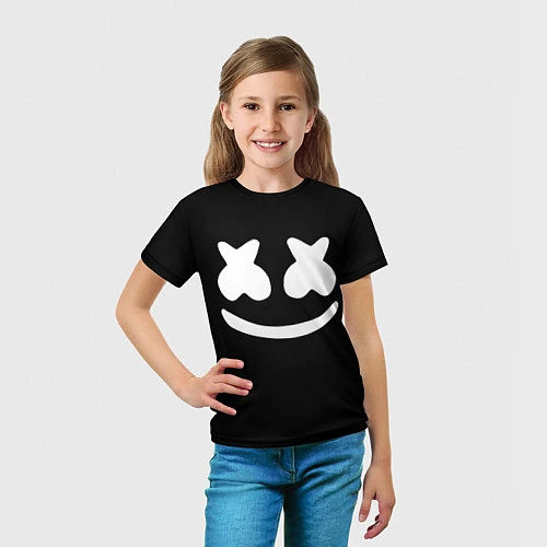 Детская футболка Marshmello: Black Face / 3D-принт – фото 5