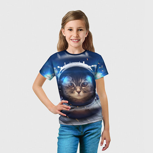 Детская футболка Кот-космонавт / 3D-принт – фото 5