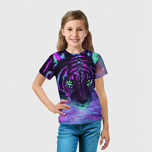 Детская футболка Неоновый тигр / 3D-принт – фото 5