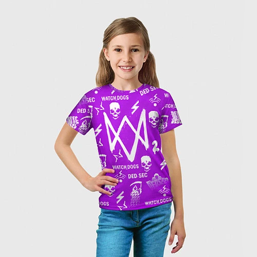 Детская футболка Watch Dogs 2: Violet Pattern / 3D-принт – фото 5
