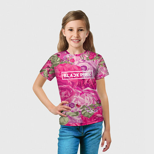 Детская футболка Black Pink: Abstract Flowers / 3D-принт – фото 5