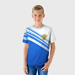 Футболка детская Россия: голубая волна, цвет: 3D-принт — фото 2