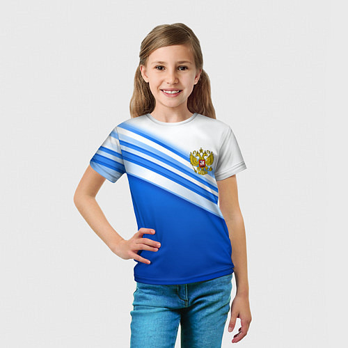 Детская футболка Россия: голубая волна / 3D-принт – фото 5