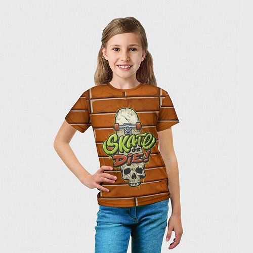 Детская футболка Skate or Die: Skull Style / 3D-принт – фото 5