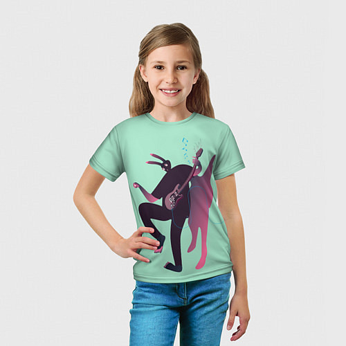 Детская футболка Рок-зайчик / 3D-принт – фото 5