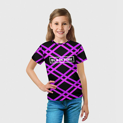 Детская футболка Black Pink: Neon Lines / 3D-принт – фото 5