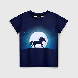 Футболка детская Лошадь под луной, цвет: 3D-принт