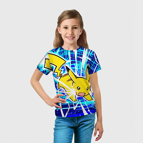 Детская футболка Пикачу бежит с молниями / 3D-принт – фото 5