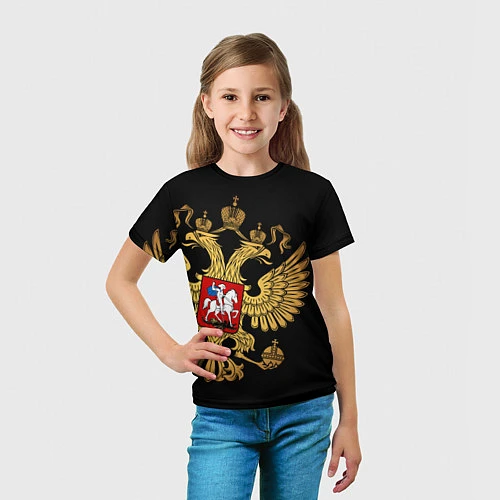 Детская футболка Золотой герб России / 3D-принт – фото 5