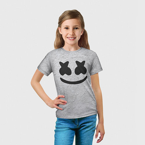 Детская футболка Marshmello: Grey Face / 3D-принт – фото 5
