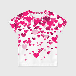 Футболка детская Сердца розовые падают, цвет: 3D-принт