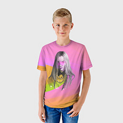 Футболка детская Billie Eilish: Pink Fashion, цвет: 3D-принт — фото 2