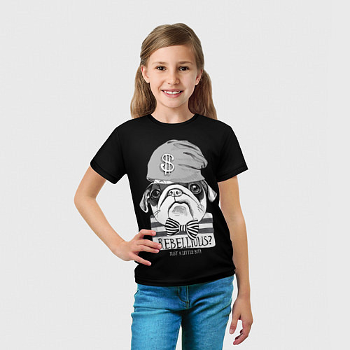 Детская футболка Мопс бандит / 3D-принт – фото 5