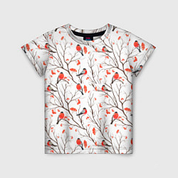 Футболка детская Снегири в зимнем лесу, цвет: 3D-принт