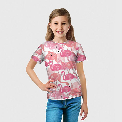 Детская футболка Рай фламинго / 3D-принт – фото 5