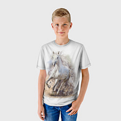 Футболка детская Белая конь мчится галопом, цвет: 3D-принт — фото 2