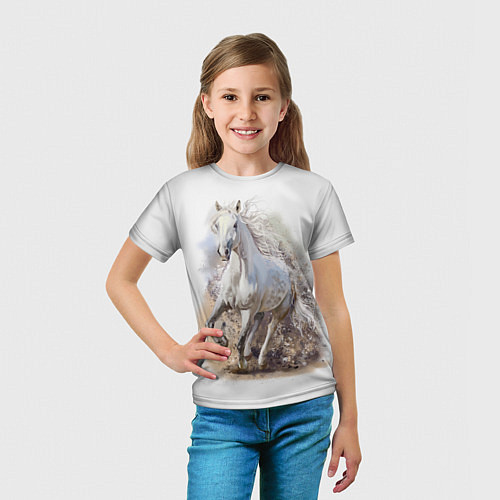 Детская футболка Белая конь мчится галопом / 3D-принт – фото 5